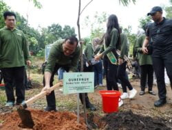 Plh Sekda Sumsel Edward Chandra mewakili gubernur mendampingi Irjen KLHK menanam pohon di Punti Kayu Palembang, Kamis (7/3/2024)