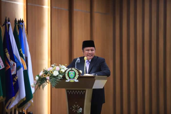 Gubernur Sumatera Selatan H Herman Deru menyampaikan pidato perdananya di hadapan para anggota DPRD Sumsel, Senin (3/3/2025).