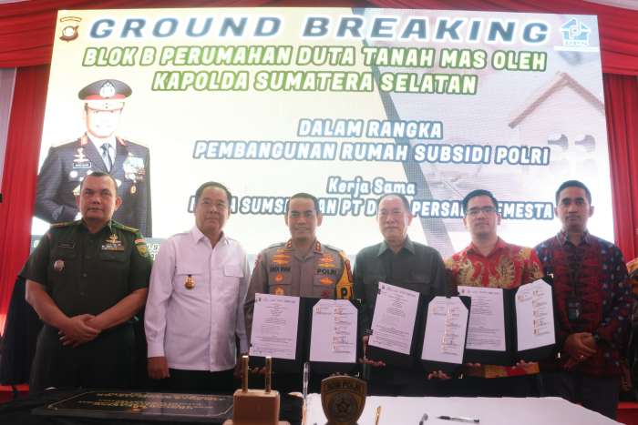 Wakil Gubernur Sumsel H Cik Ujang menghadiri Groundbreaking pembangunan rumah layak huni bagi PNS-Polri di Kabupaten Banyuasin, Selasa, 4 Maret 2025.