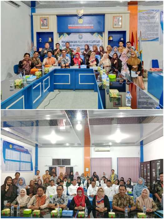 Rektor Universitas Baturaja Ir Hj Lindawati MZ MT membuka acara Pendidikan dan Pelatihan Kaderisasi Teknologi Informasi dan Komunikasi, Kerjasama Pemerintah Desa Tanjung Baru dengan FKIP Unbara, 21 Agustus hingga 3 September 2025.